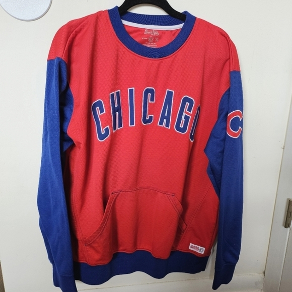 VGUC Chicago Cubs Stitches Pullover Kangaroo Pocket Red Blue Women Xlarge - Picture 1 of 14